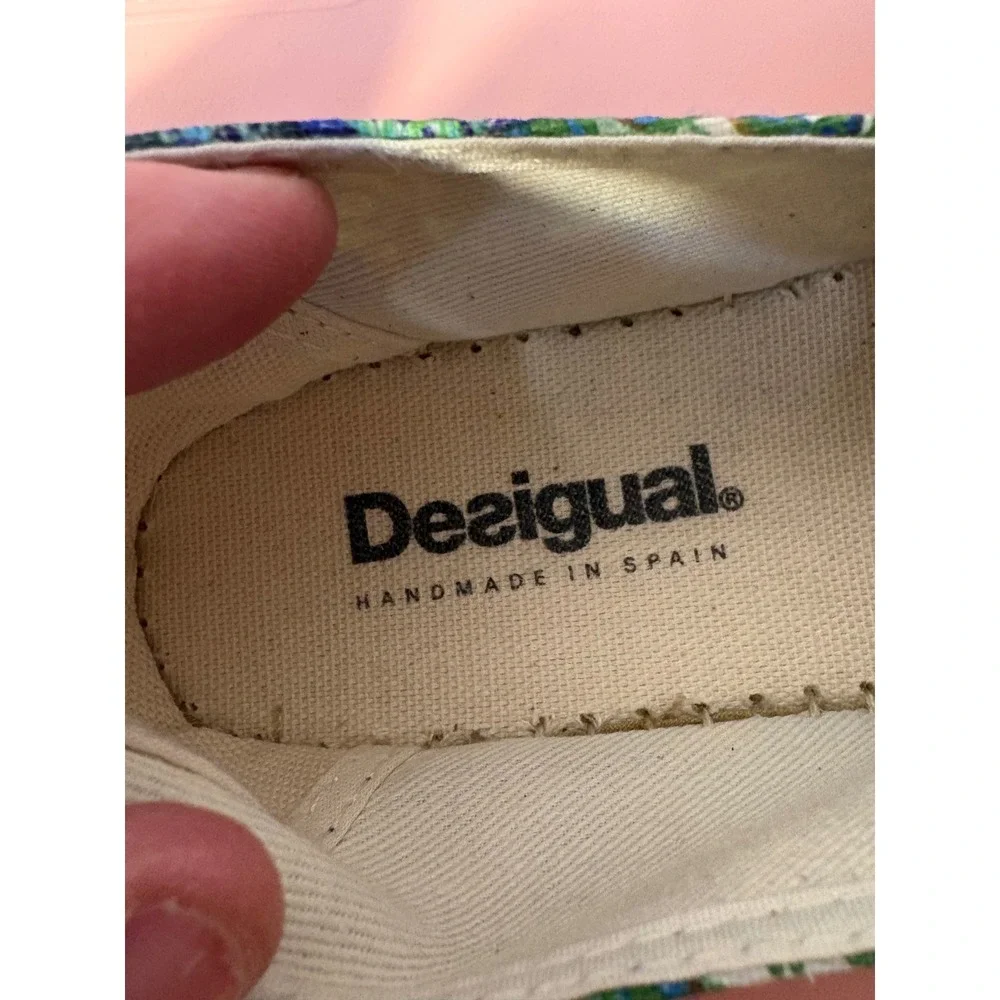 Desigual Espadrille Flats Womens Colorful Patchwork Slip On Handmade Spain 37‎